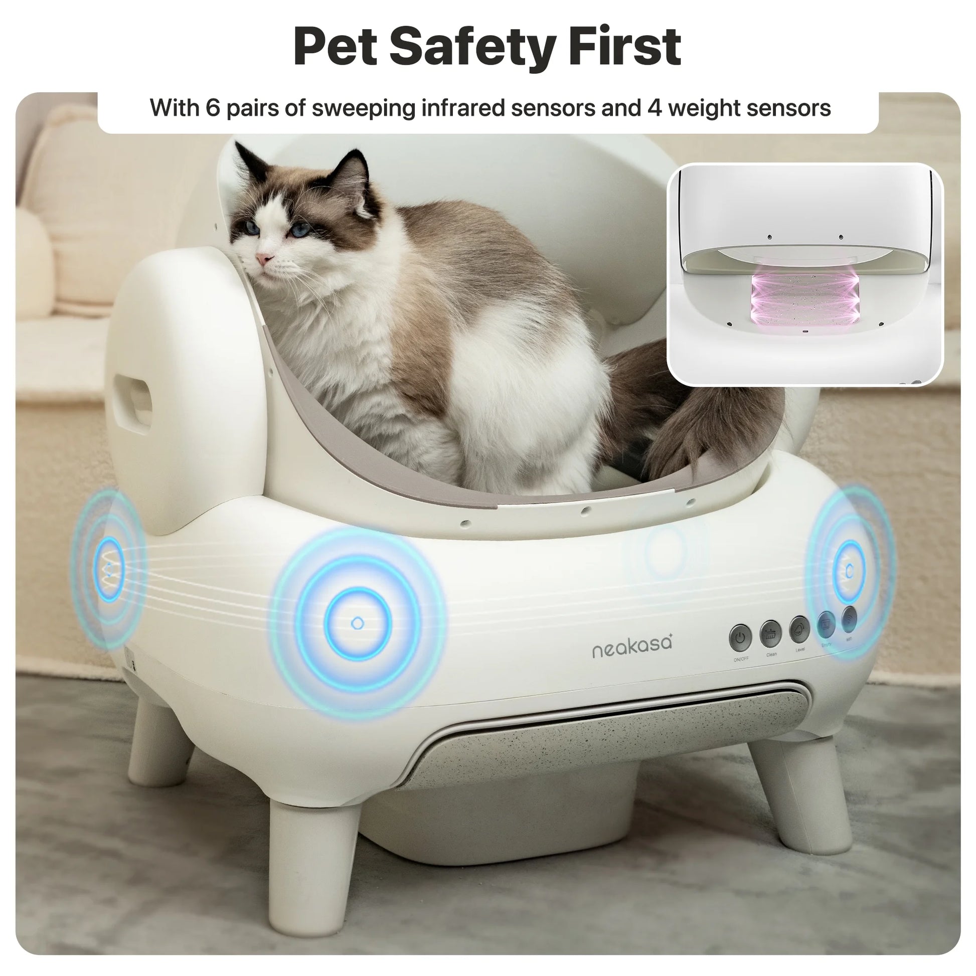 M1 Lite plus Self Cleaning Cat Litter Box, Open-Top Large Automatic Cat Litter Tray with APP Control,Odor-Free Waste Disposal,White