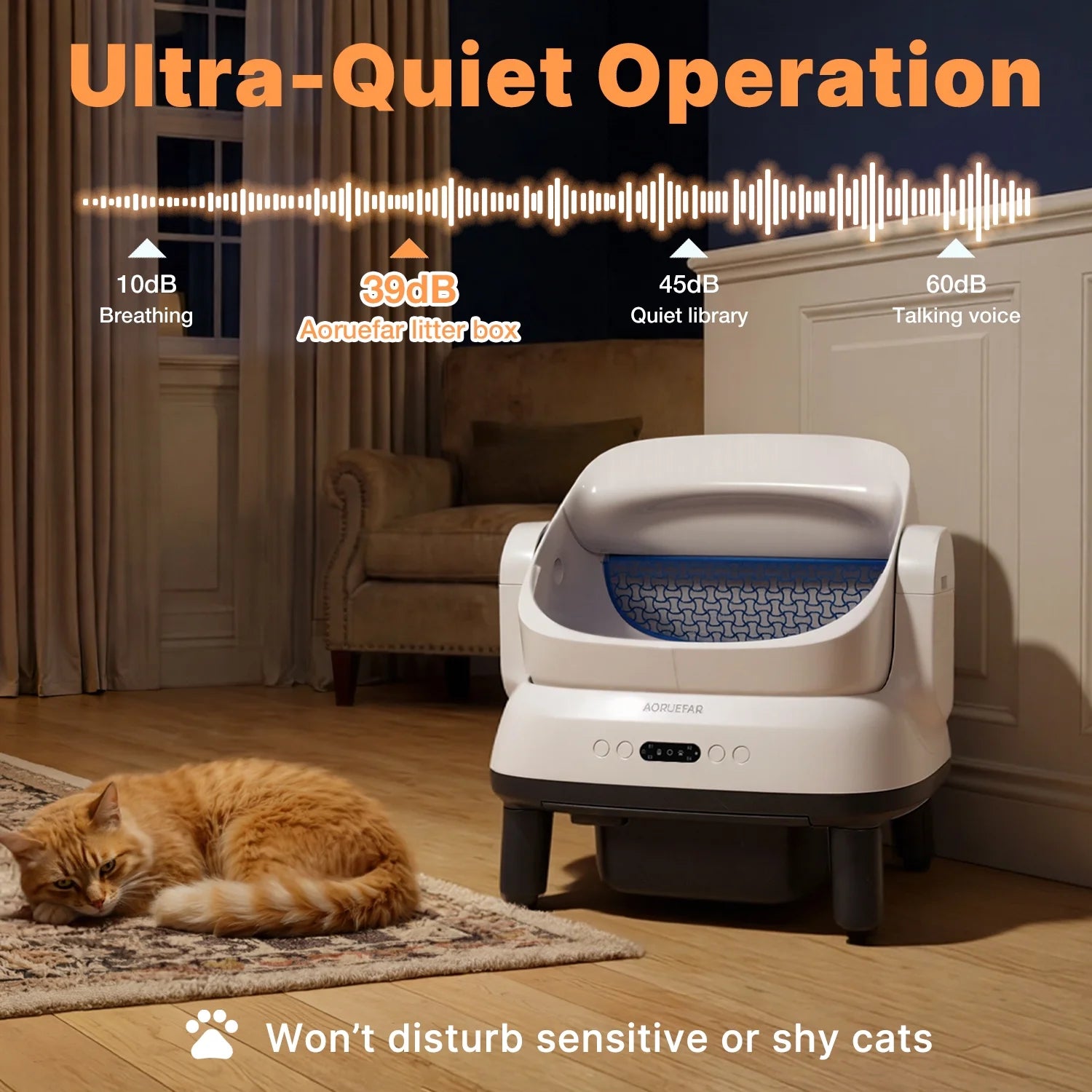 Large Open-Top Automatic Cat Litter Box Self Cleaning with Safety Protection, APP Control, Odor-Free Waste Disposal, White