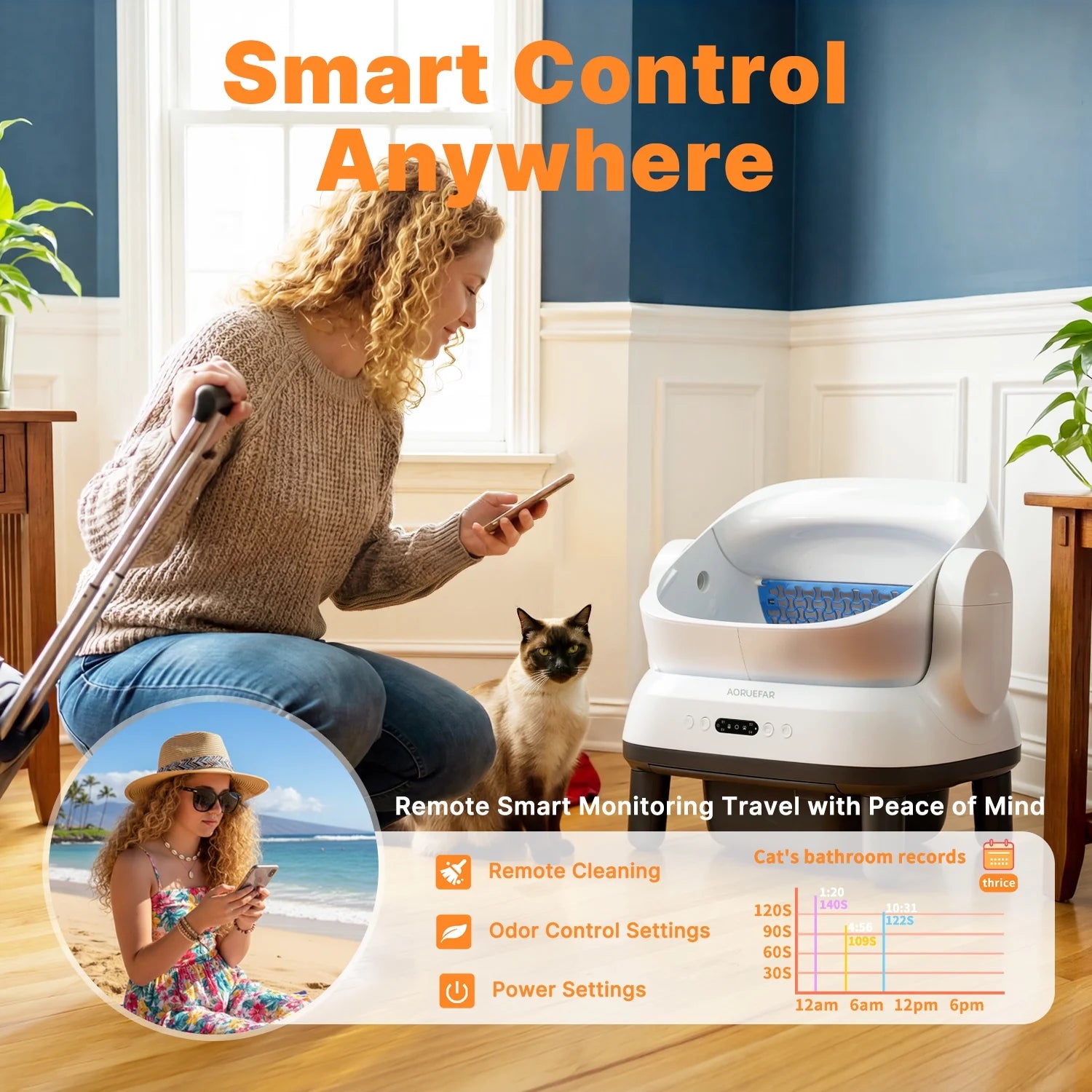 Large Open-Top Automatic Cat Litter Box Self Cleaning with Safety Protection, APP Control, Odor-Free Waste Disposal, White
